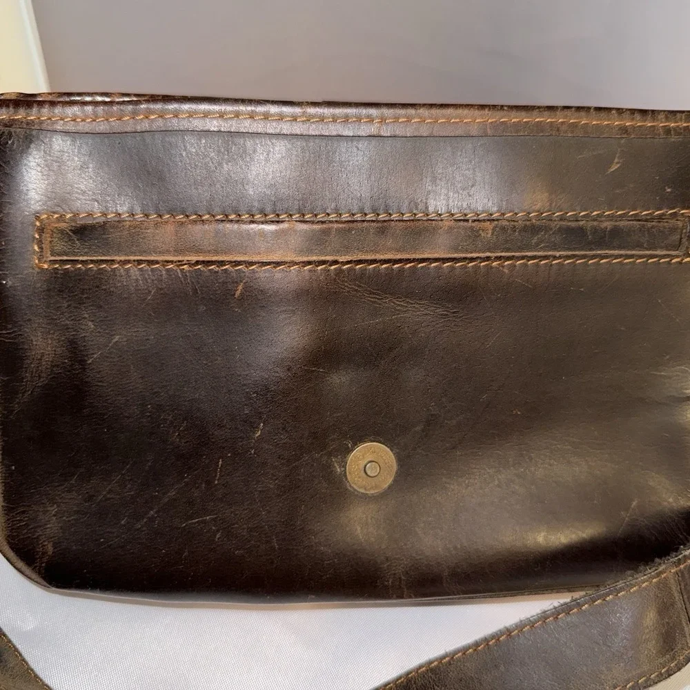 Unbranded Dark Brown Leather Shoulder Messenger Crossbody Bag Purse